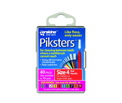 Piksters Interdental Brushes Reusable Dental Floss Brush 40Pk All Size Available
