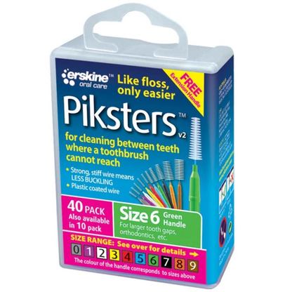 Piksters Interdental Brushes Reusable Dental Floss Brush 40Pk All Size Available