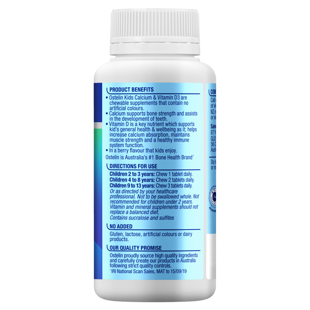 Ostelin Kids Calcium & Vitamin D3 90 Chewable Tablets