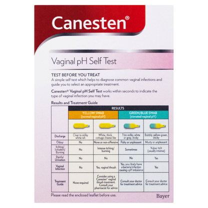 Canesten Vaginal pH Self Test Diagnose Common Vaginal Infections