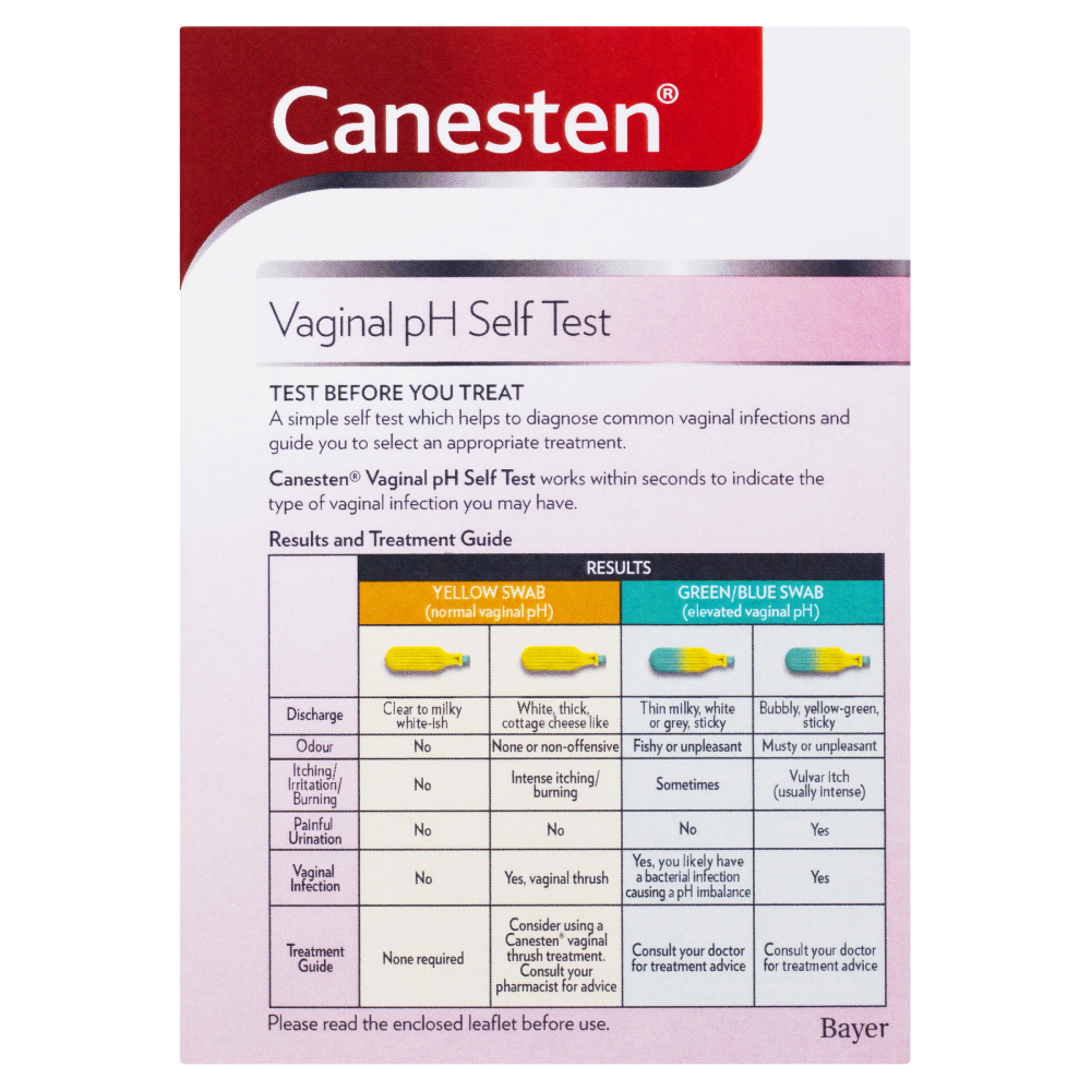 Canesten Vaginal pH Self Test Diagnose Common Vaginal Infections