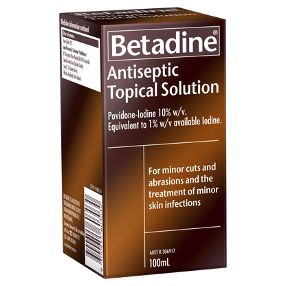 Betadine Antiseptic Topical Solution 100mL Treats Minor Cuts and Abrasions