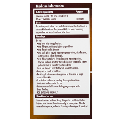 Betadine Antiseptic Topical Solution 100mL Treats Minor Cuts and Abrasions
