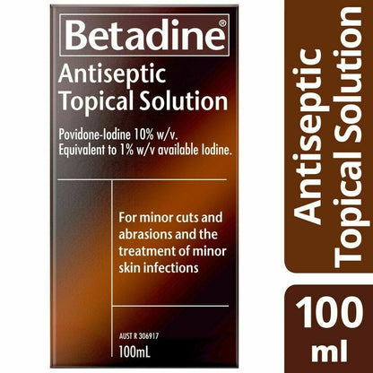 Betadine Antiseptic Topical Solution 100mL Treats Minor Cuts and Abrasions