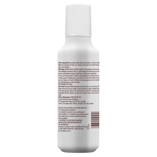 Betadine Antiseptic Liquid Spray 75mL Minor Cuts Abrasions and Minor Burns