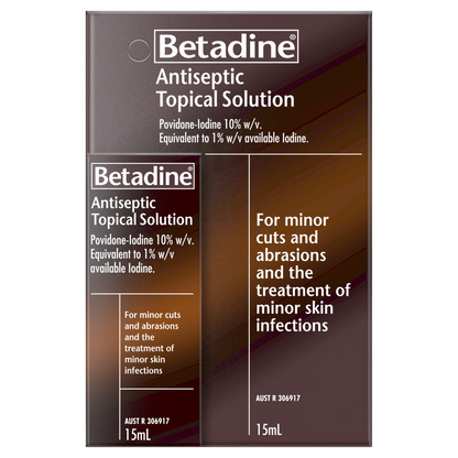 Betadine Antiseptic Topical Solution 15mL Treats Minor Cuts and Abrasions
