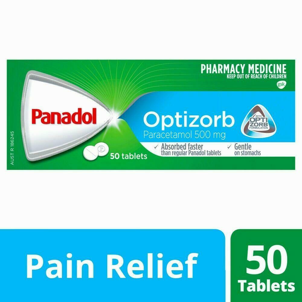 Panadol Optizorb 50 Tablets Paracetamol 500mg Gentle & Effective Pain Relief