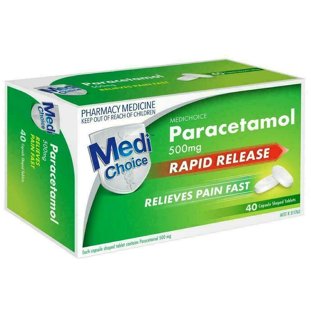 MediChoice Paracetamol 500mg Rapid Release 40 Caplets (Panadol Rapid Generic)