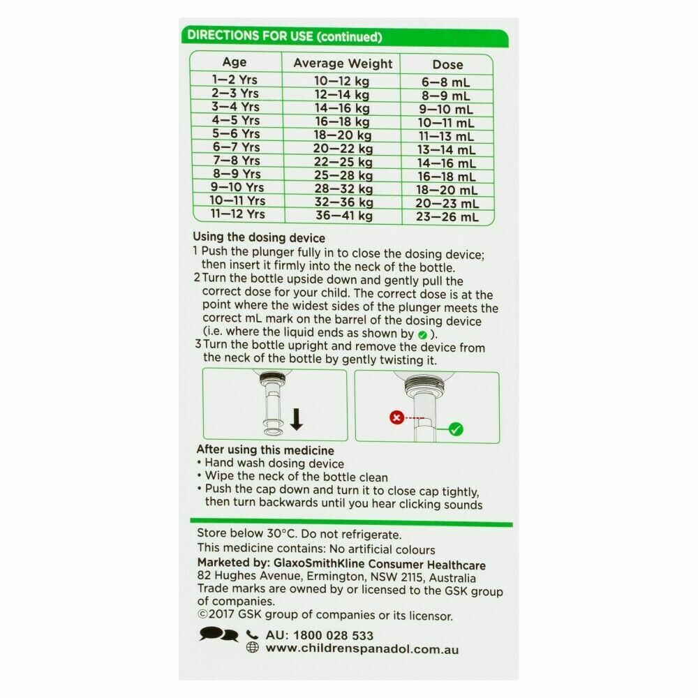 Panadol Children 1-5 Years 200mL Colourfree Suspension - Orange Flavour