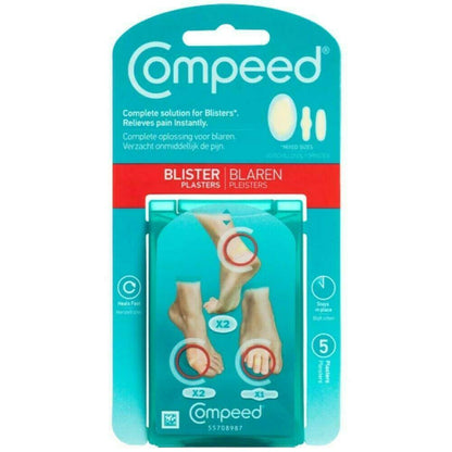Compeed Blister Plasters 5pk - Mixed Includes (2 x Small 2 x Medium 1 x On Toes)