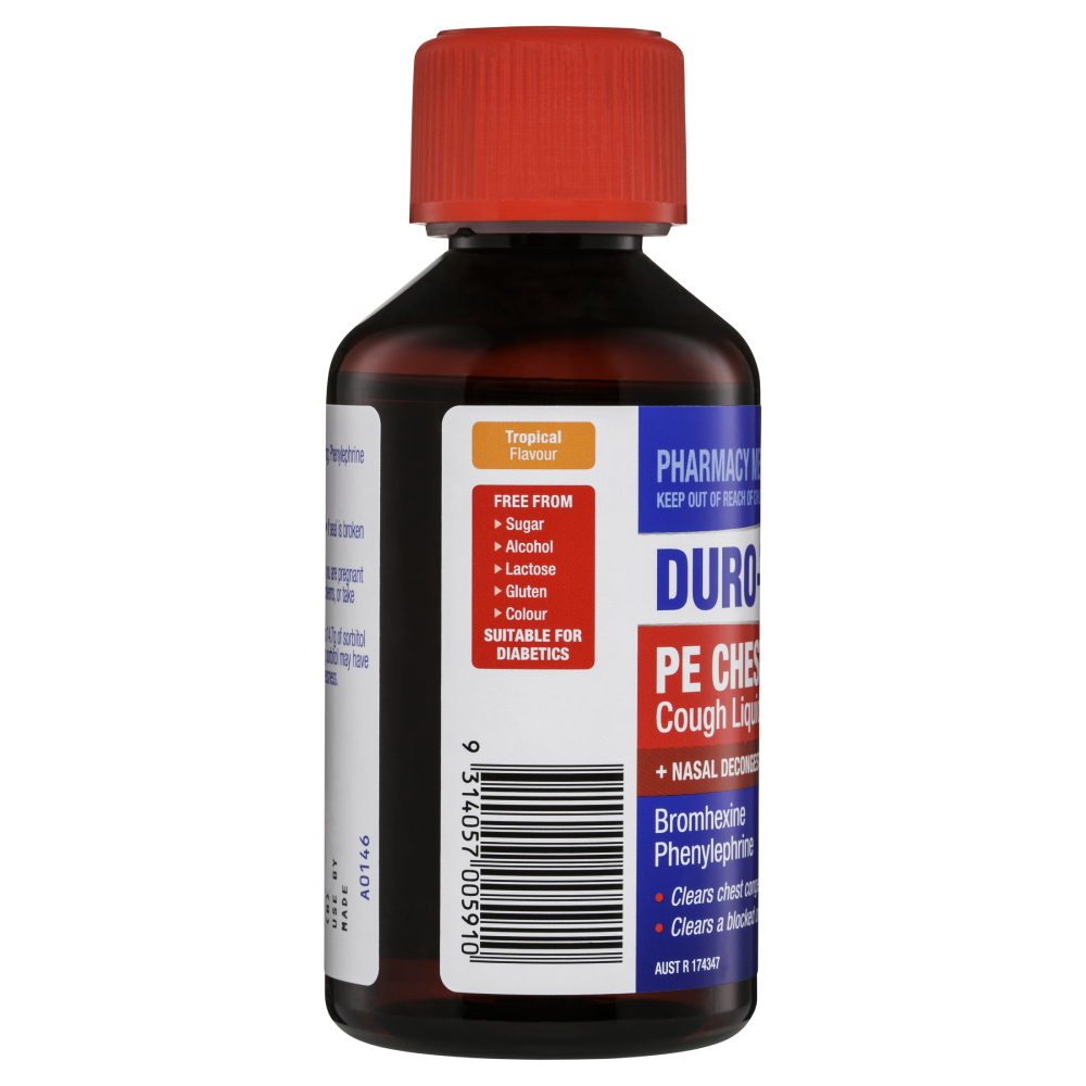 Duro-Tuss PE Chesty Cough Liquid + Nasal Decongestant 200mL - Tropical DuroTuss