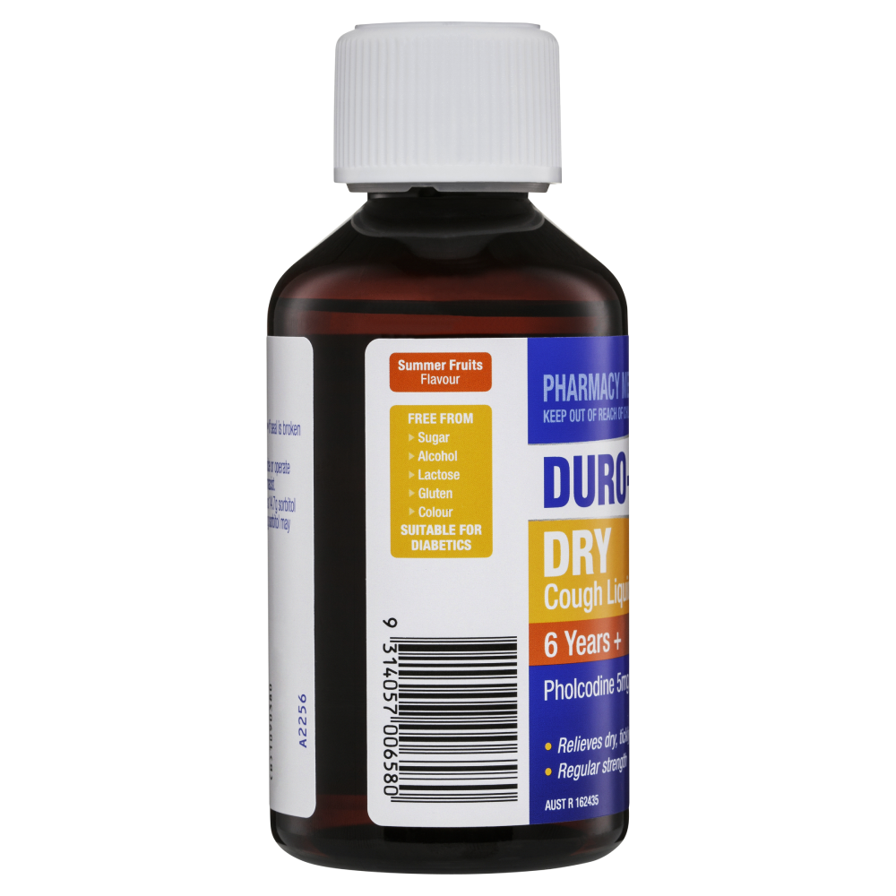 Duro-Tuss Dry Cough Liquid 200mL - Summer Fruits Flavour 6 Years + DuroTuss