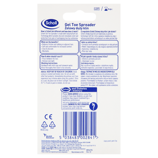 Scholl Gel Toe Spreader Cushioning Protection Immediate Relief Pressure Rubbing