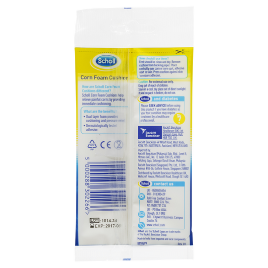 Scholl Corn Foam Cushions 9 Pack Cushioning Immediate Pain Pressure Relief