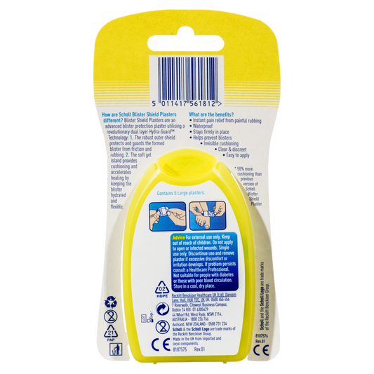 Scholl Blister Shield Plasters 5 Pack - Large Instant Pain Relief Waterpro