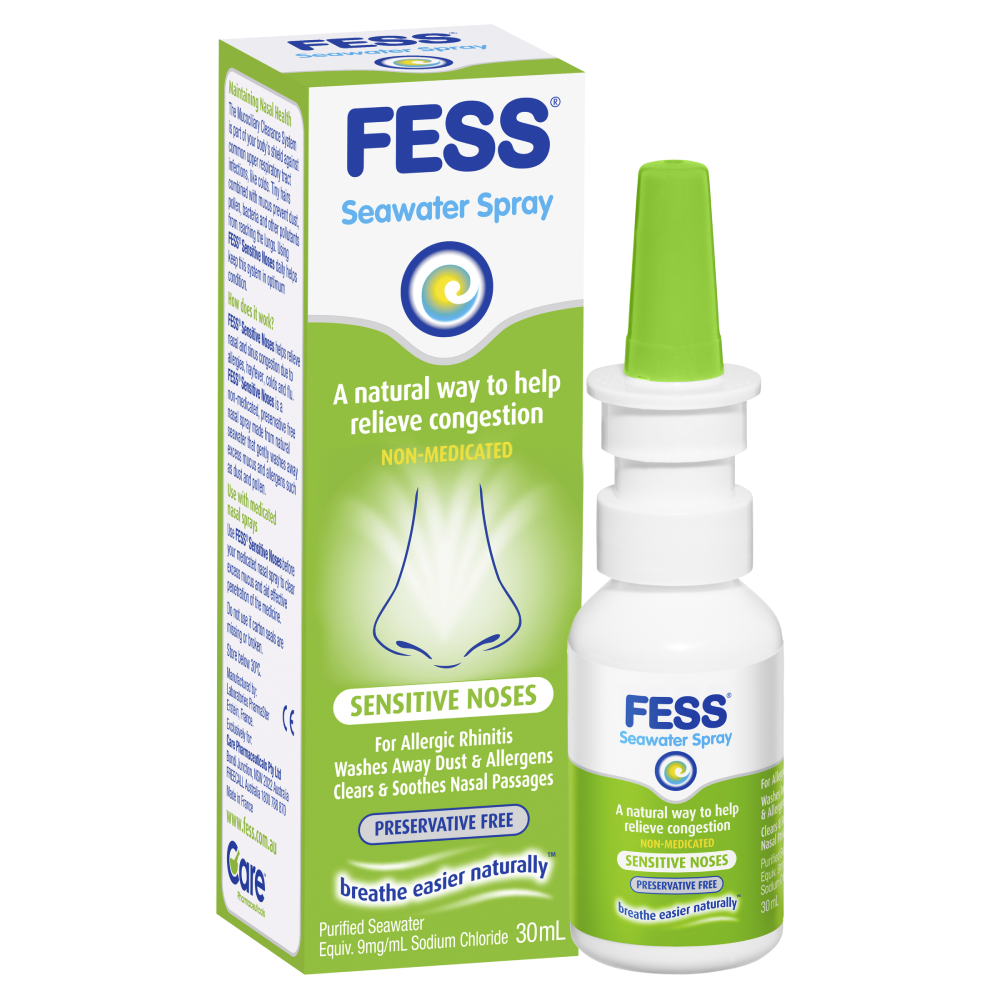 Fess Seawater Spray Sensitive Noses 30mL Congestion Relief Non-Medicated