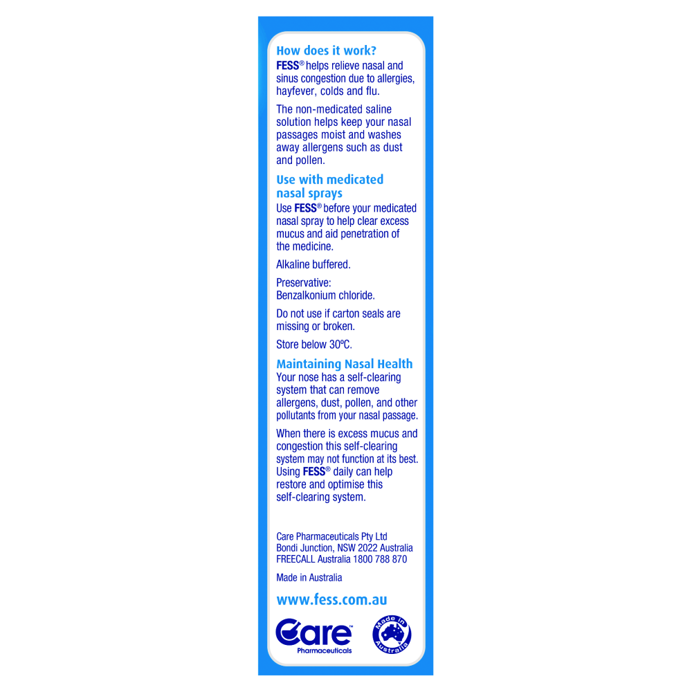 Fess Saline Spray Original 30mL Non-Medicated Relieve Nasal Sinus Congestion