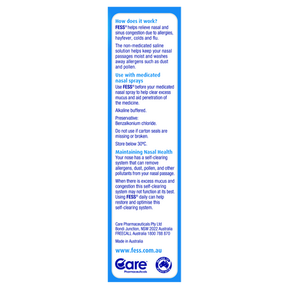 Fess Saline Spray Original 30mL Non-Medicated Relieve Nasal Sinus Congestion