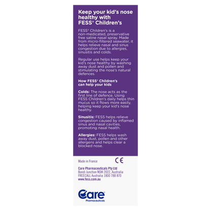 Fess Children's Saline Nasal Spray 2 Years+ 20mL Relieve Blocked Noses