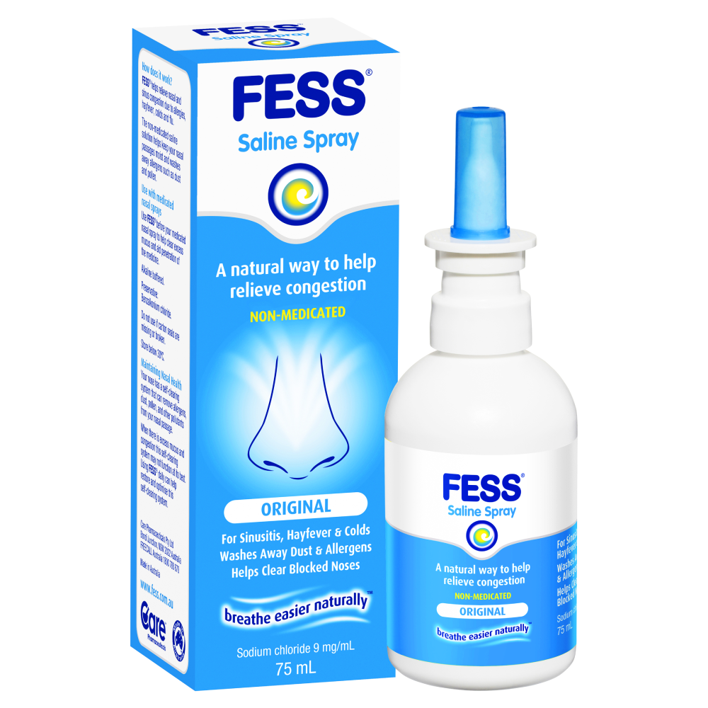 Fess Saline Spray Original 75mL Non-Medicated Relieve Nasal Sinus Congestion