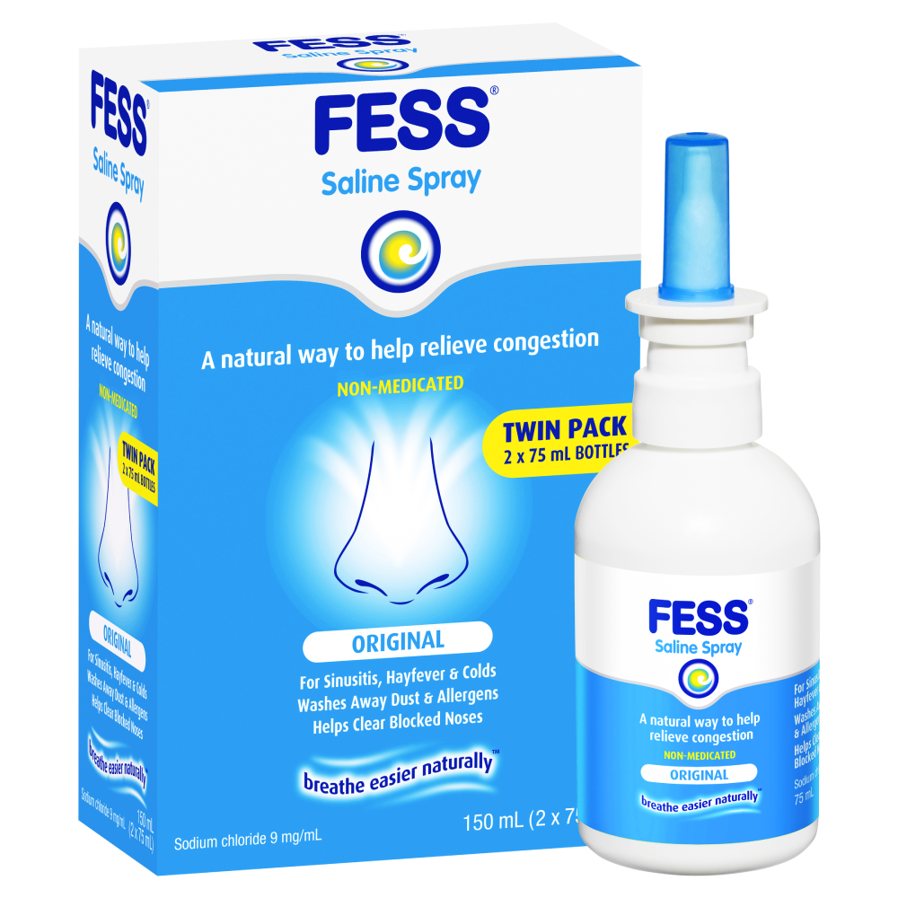 Fess Saline Spray 150mL (2 x 75mL) Original Twin Pack Non-Medicated Relieve
