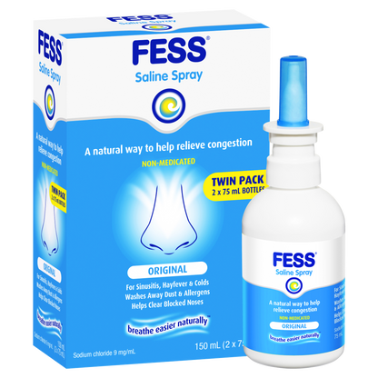 Fess Saline Spray 150mL (2 x 75mL) Original Twin Pack Non-Medicated Relieve