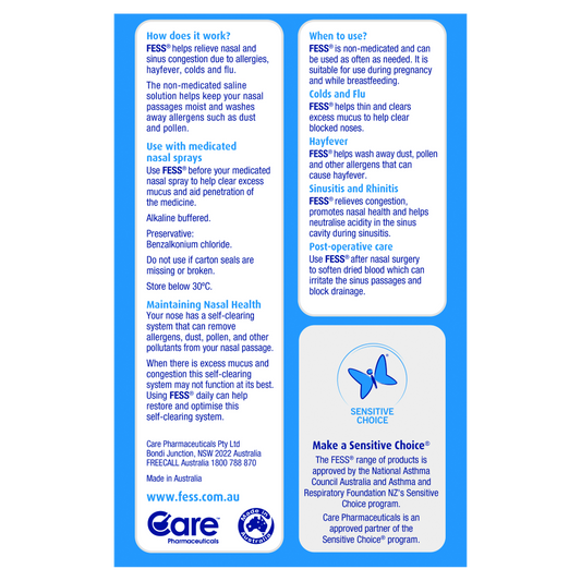 Fess Saline Spray 150mL (2 x 75mL) Original Twin Pack Non-Medicated Relieve