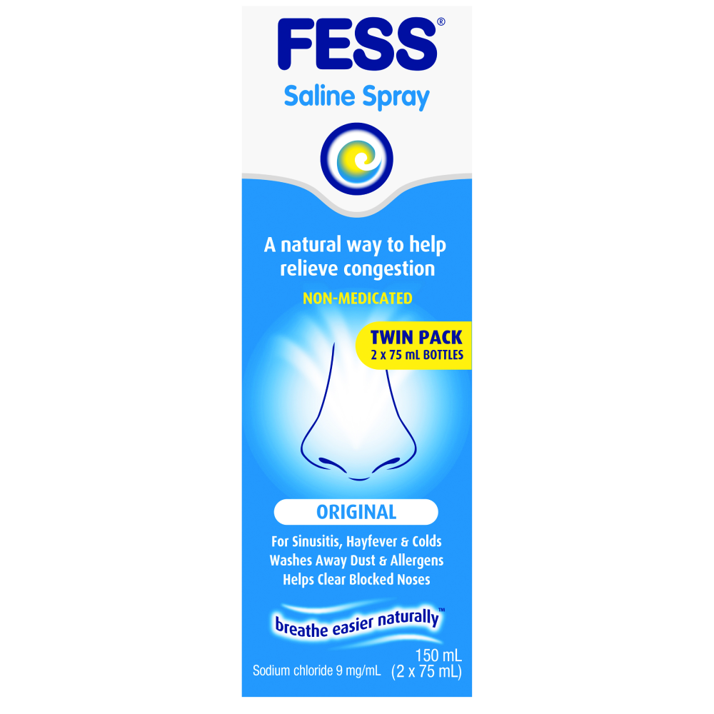 Fess Saline Spray 150mL (2 x 75mL) Original Twin Pack Non-Medicated Relieve