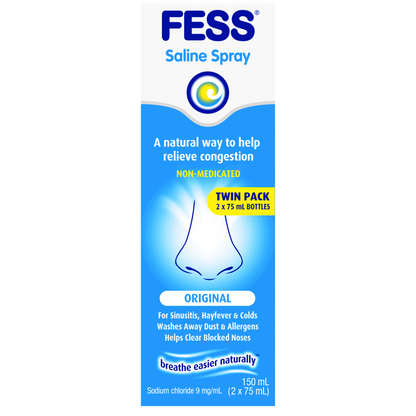 Fess Saline Spray 150mL (2 x 75mL) Original Twin Pack Non-Medicated Relieve