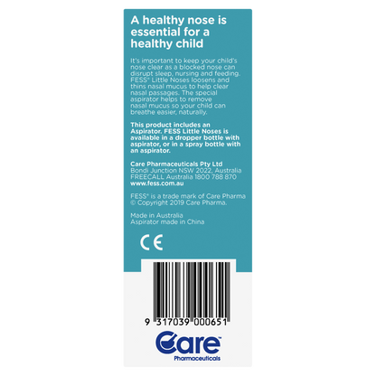 Fess Little Noses Saline Nasal Drops + Aspirator 25mL Relieve Blocked Noses