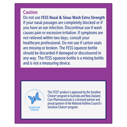 Fess Nasal & Sinus Wash Extra Strength 24 Sachets Hypertonic Cold Flu Sinusitis