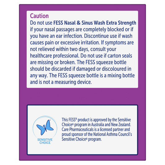 Fess Nasal & Sinus Wash Extra Strength 24 Sachets Hypertonic Cold Flu Sinusitis