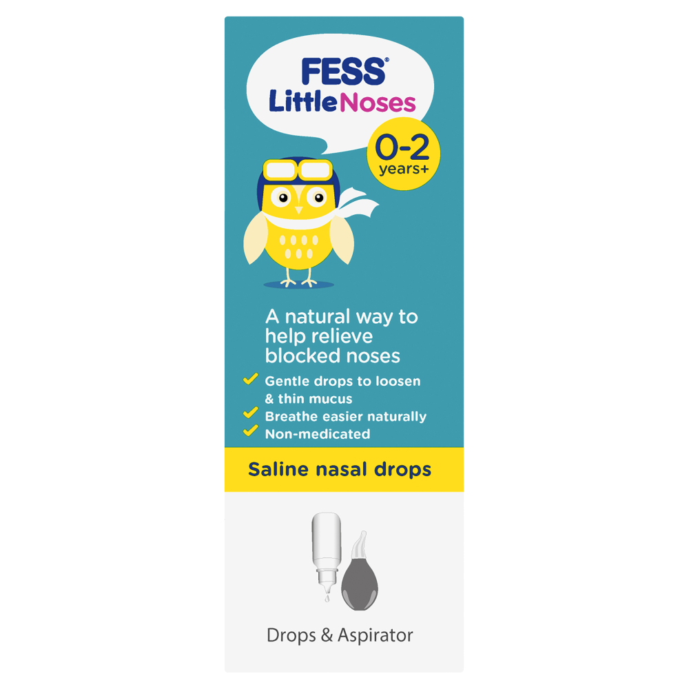 Fess Little Noses Saline Nasal Drops + Aspirator 25mL Relieve Blocked Noses