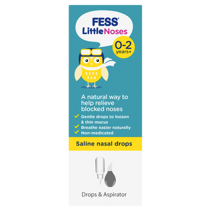 Fess Little Noses Saline Nasal Drops + Aspirator 25mL Relieve Blocked Noses