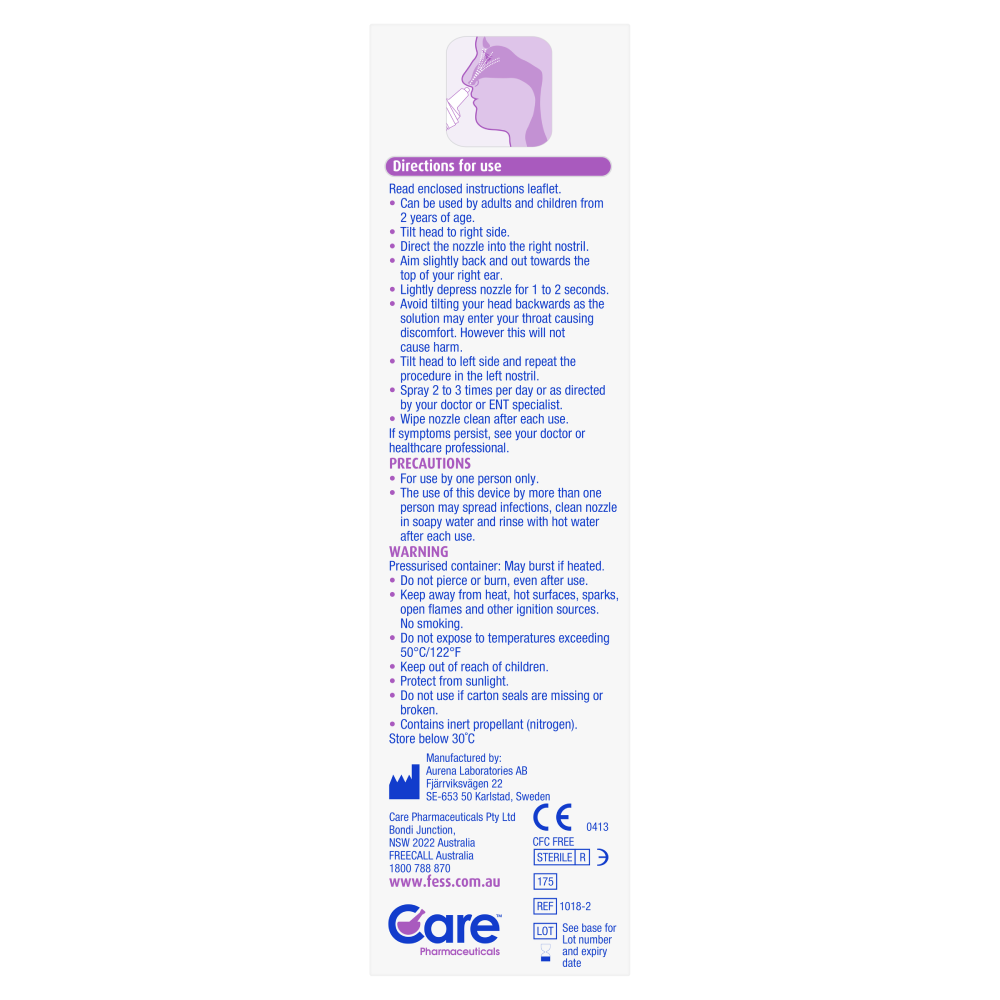 Fess Sinu-Cleanse Nasal & Sinus Mist Original 100mL Congestion Relief Hypertonic