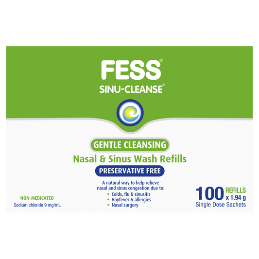 Fess Sinu-Cleanse Gentle Cleansing Refills 100 x 1.94g Sachets Nasal Congestion