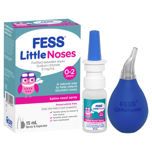 Fess Little Noses Saline Nasal Spray + Aspirator 15mL Relieve Blocked Noses