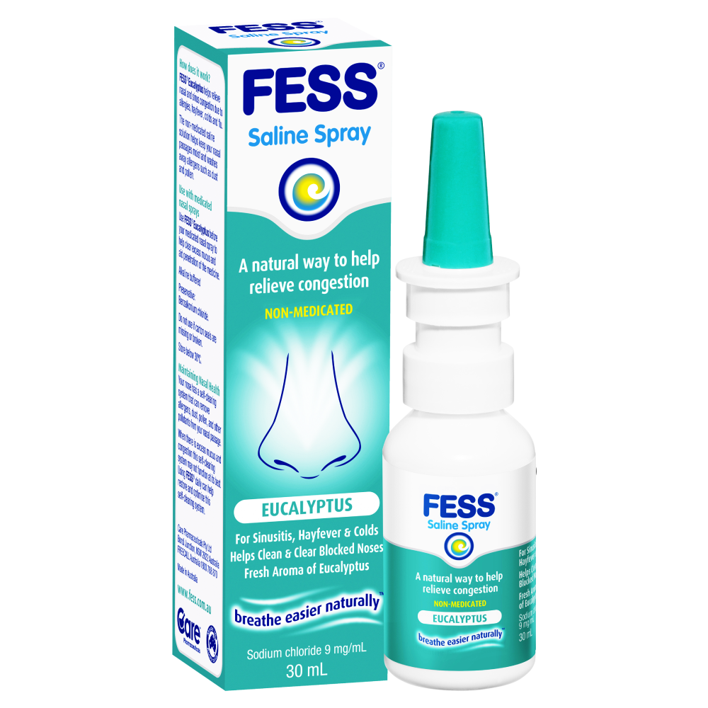 Fess Saline Spray Eucalyptus 30mL Relieve Congestion Non-Medicated Sinusitis