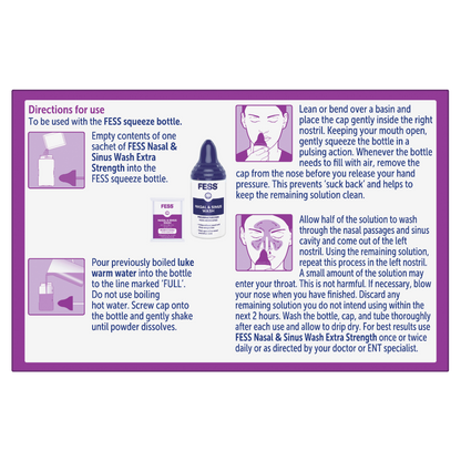 Fess Nasal & Sinus Wash Extra Strength 24 Sachets Hypertonic Cold Flu Sinusitis
