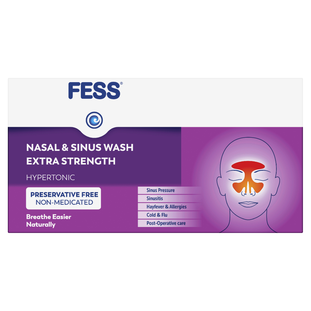 Fess Nasal & Sinus Wash Extra Strength 24 Sachets Hypertonic Cold Flu Sinusitis