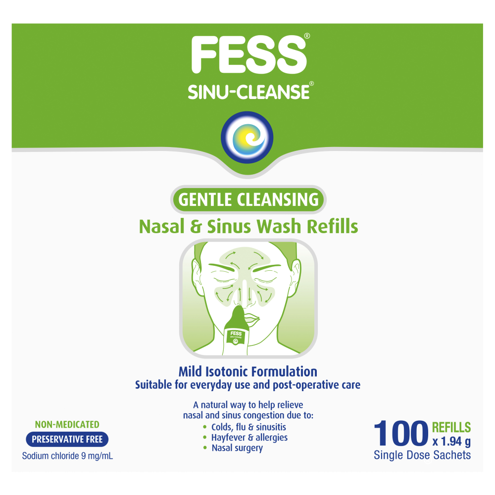 Fess Sinu-Cleanse Gentle Cleansing Refills 100 x 1.94g Sachets Nasal Congestion