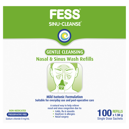 Fess Sinu-Cleanse Gentle Cleansing Refills 100 x 1.94g Sachets Nasal Congestion