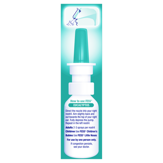 Fess Saline Spray Eucalyptus 30mL Relieve Congestion Non-Medicated Sinusitis