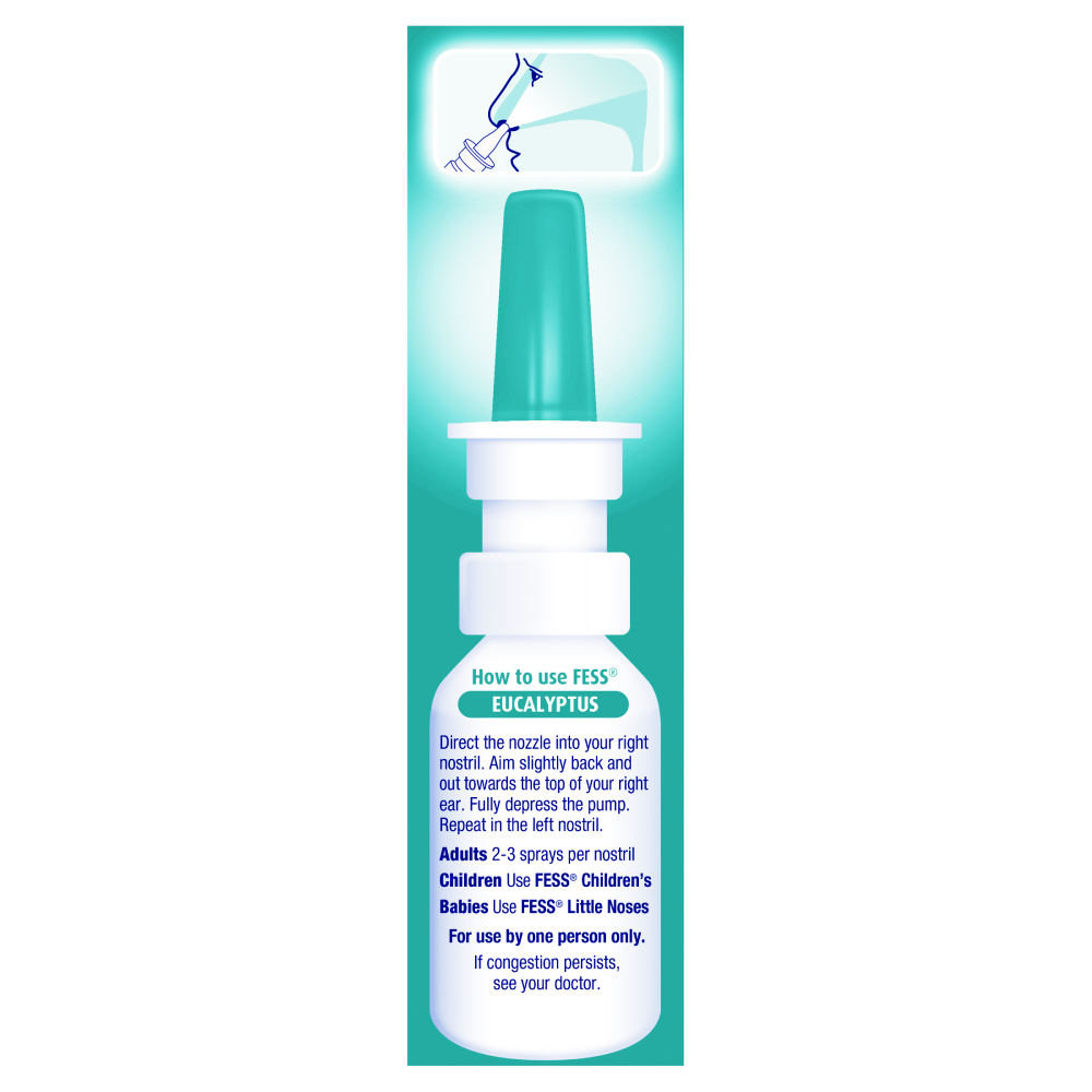 Fess Saline Spray Eucalyptus 30mL Relieve Congestion Non-Medicated Sinusitis