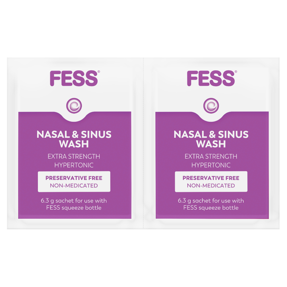 Fess Nasal & Sinus Wash Extra Strength 24 Sachets Hypertonic Cold Flu Sinusitis