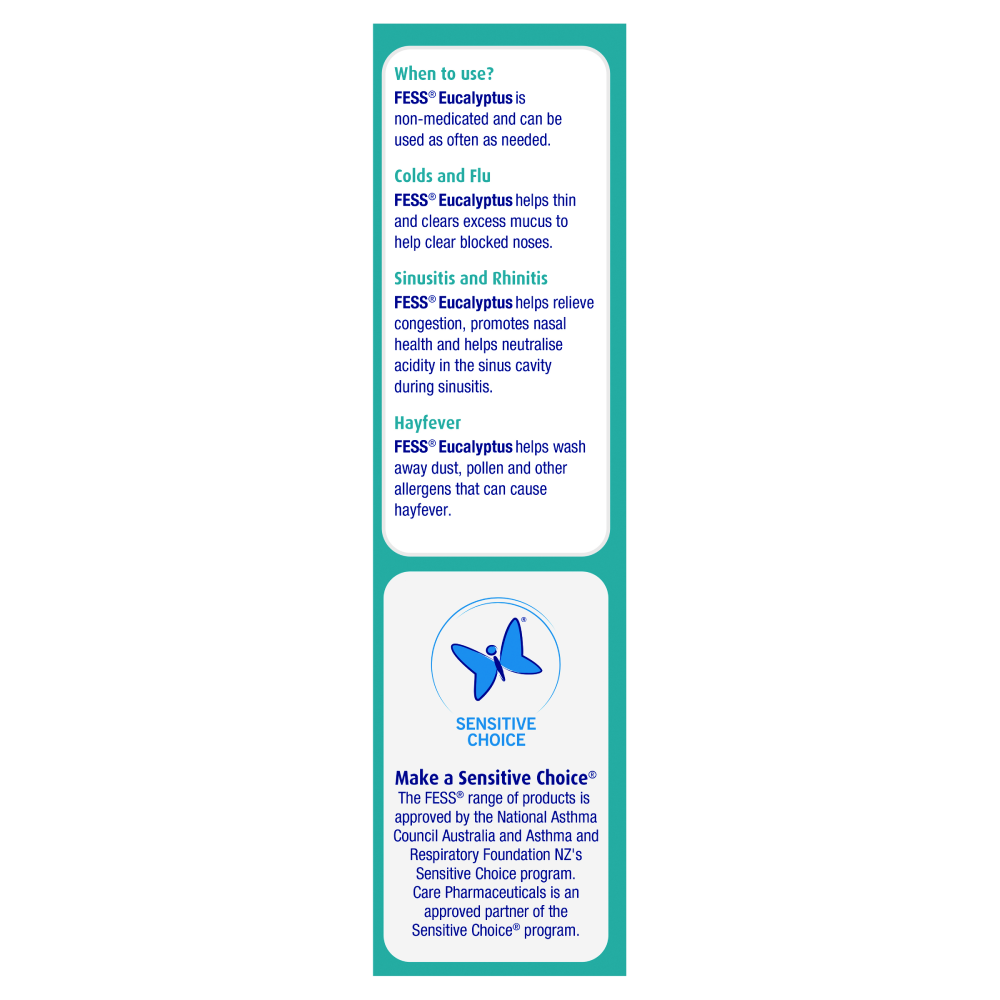 Fess Saline Spray Eucalyptus 30mL Relieve Congestion Non-Medicated Sinusitis