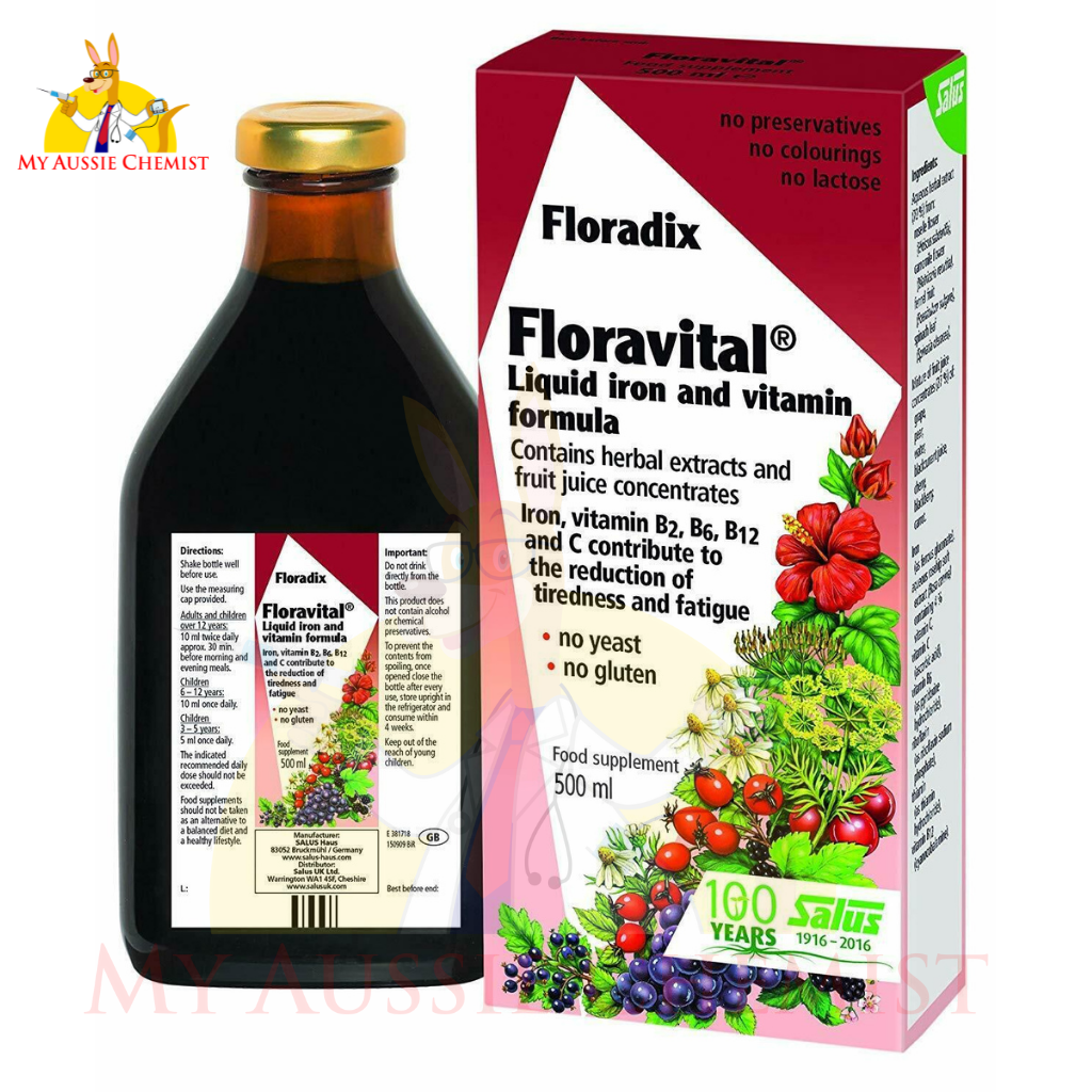 New Floradix Floravital Iron Extract Vitamin Formula Liquid 500ml