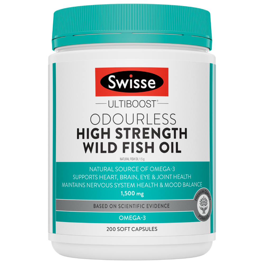 2XSwisse Ultiboost Odourless High Strength Wild Fish Oil 200 Capsules 1500mg