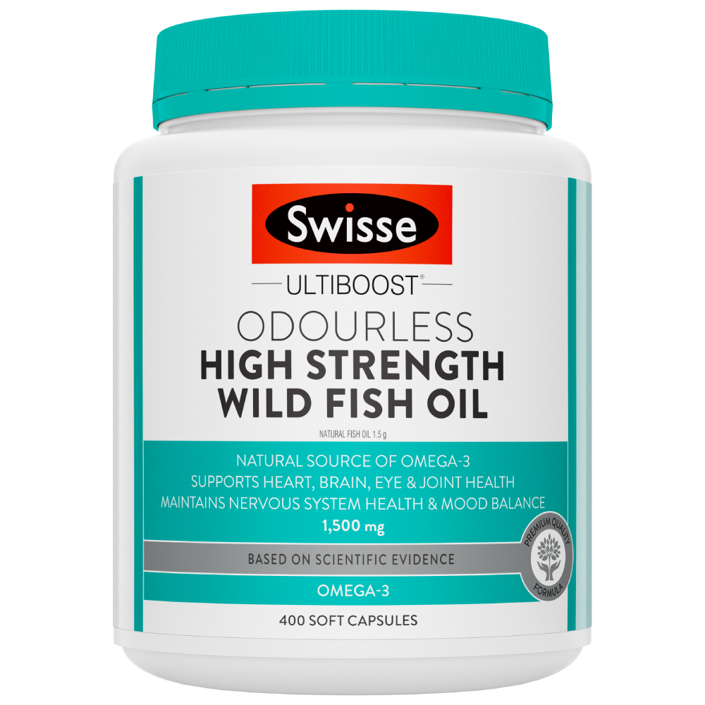 2XSwisse Ultiboost Odourless High Strength Wild Fish Oil 400 Soft Capsules 1500m