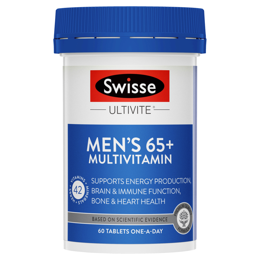 2XSwisse Ultivite Men's 65+ Multivitamin 60 Tablets Energy 65+ Years Mens Health